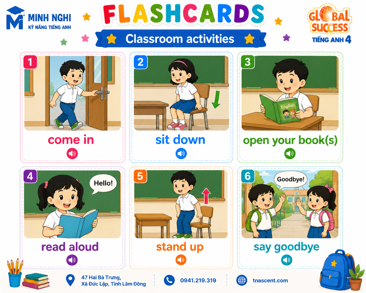 Flashcards Classroom Activities Tiếng Anh 4