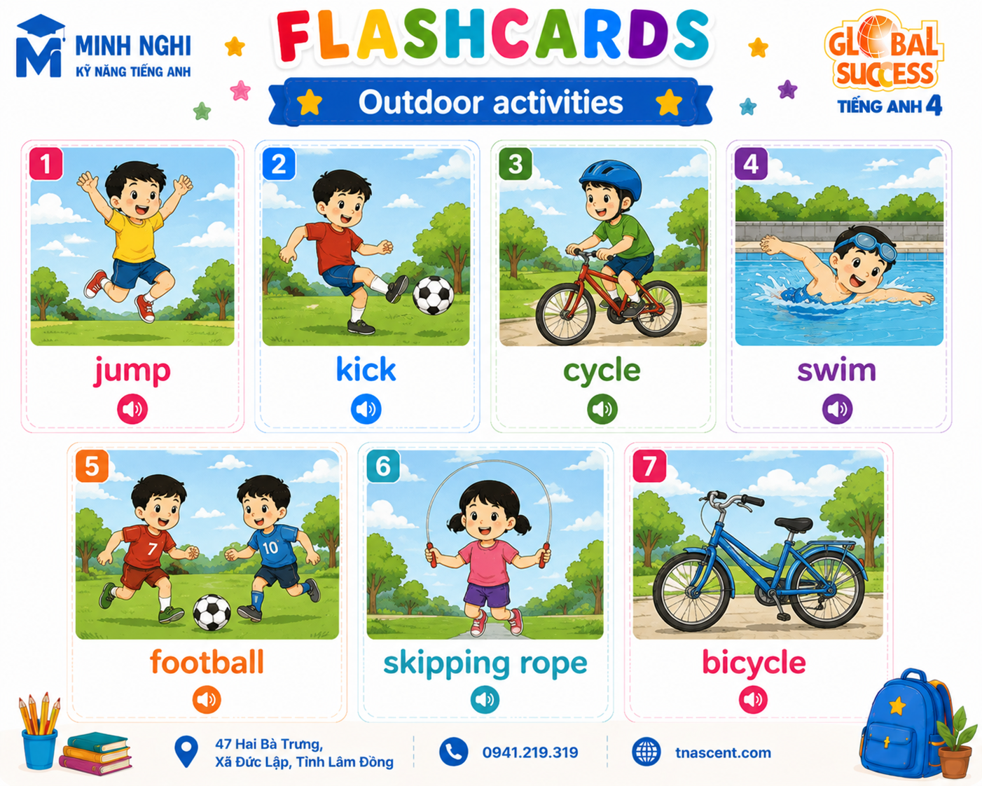 Flashcards Outdoor Activities Tiếng Anh 4