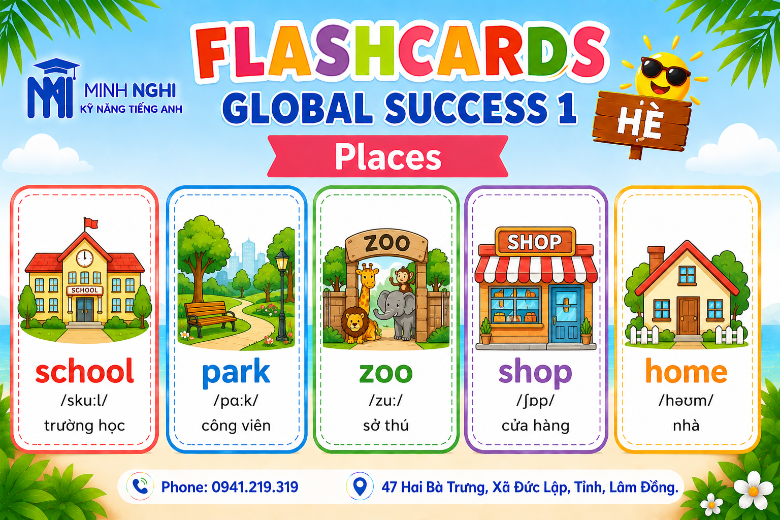 Flashcards Global Success 1 Hè Places