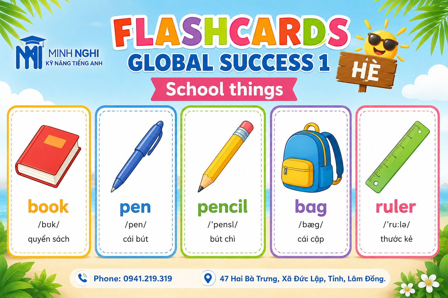 Flashcards Global Success 1 Hè School Things