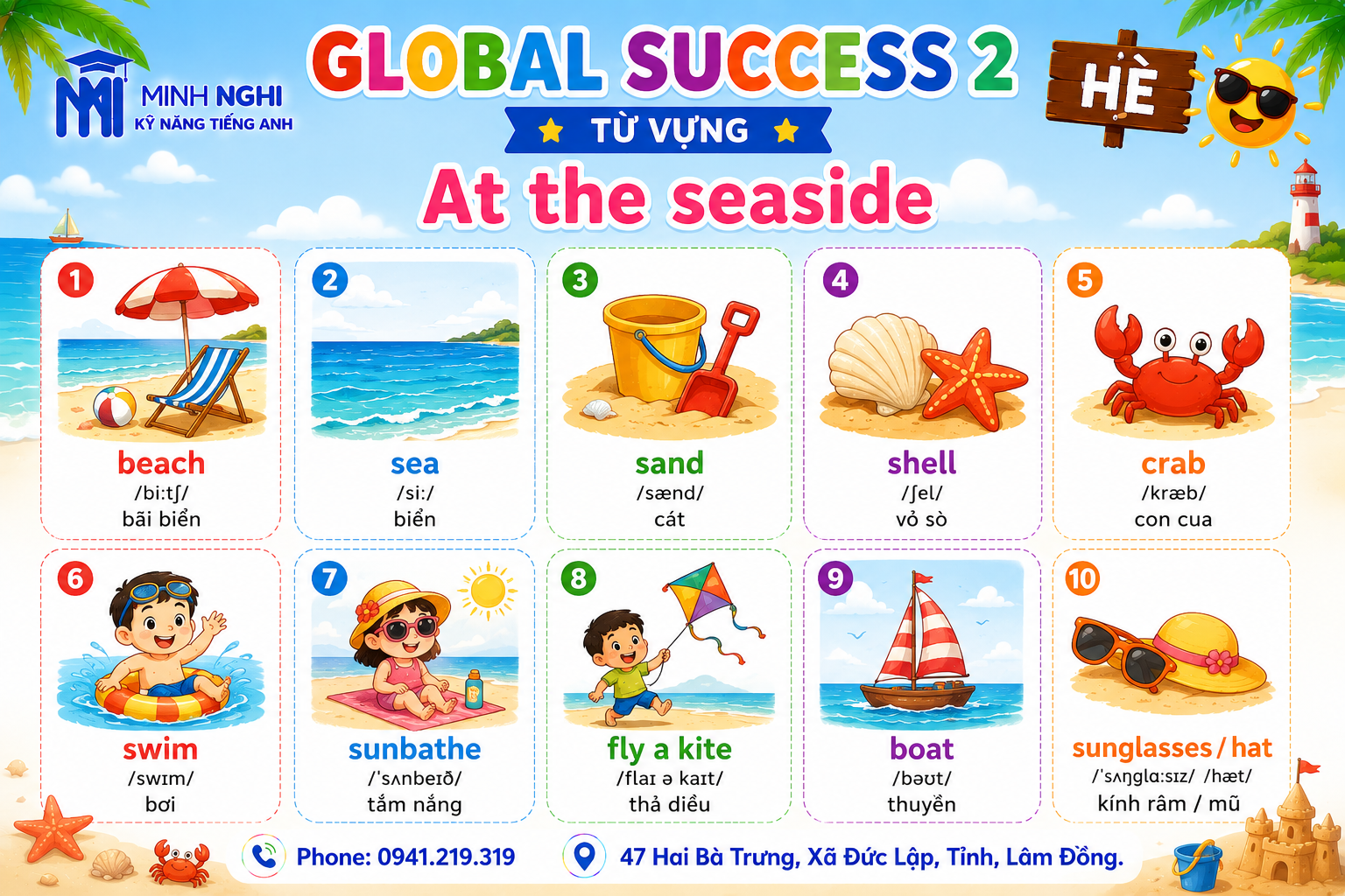 Flashcards Global Success 2 Hè At the seaside