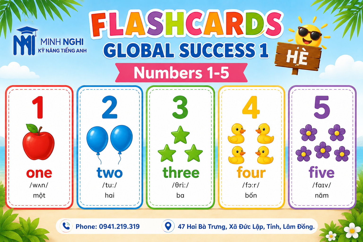 Flashcards Global Success 1 Hè Numbers 1-5