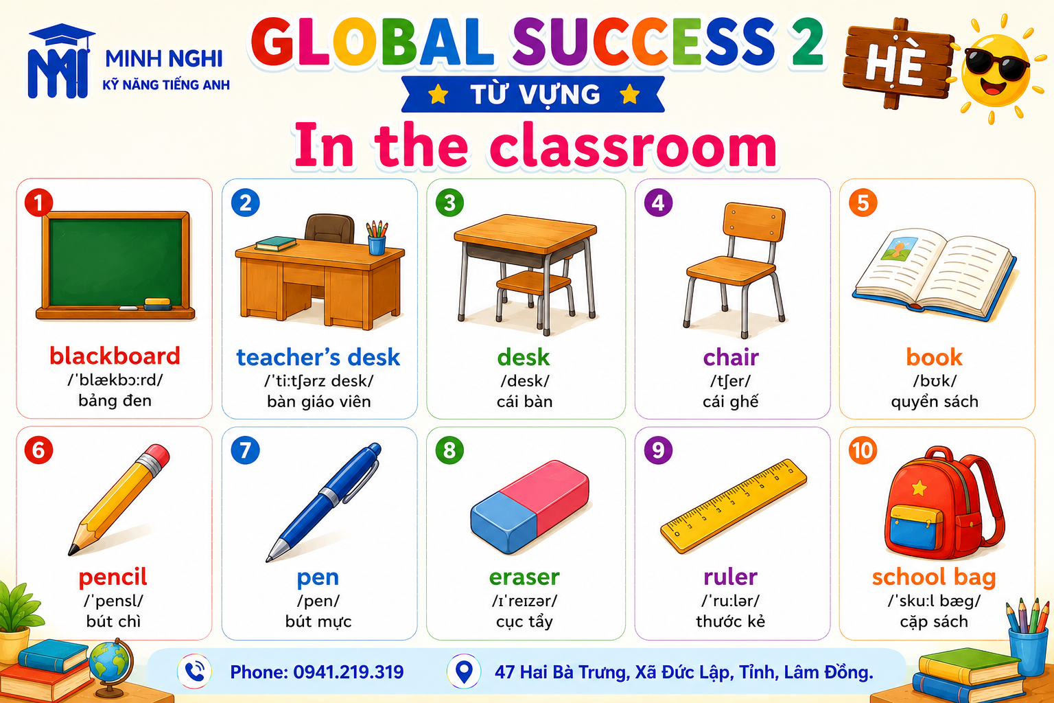 Flashcards Global Success 2 Hè In the classroom