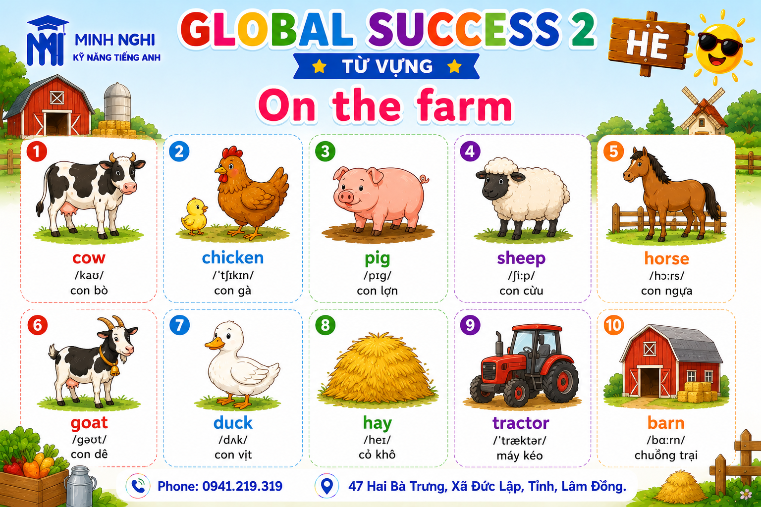 Flashcards Global Success 2 Hè On the farm