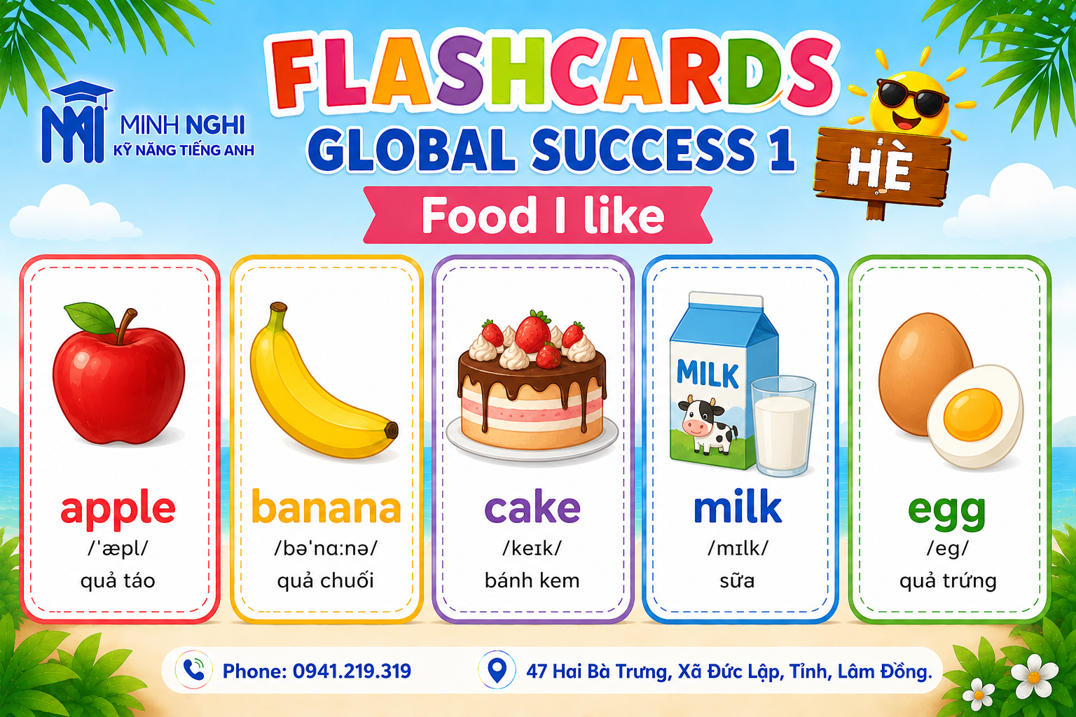 Flashcards Global Success 1 Hè Food I like