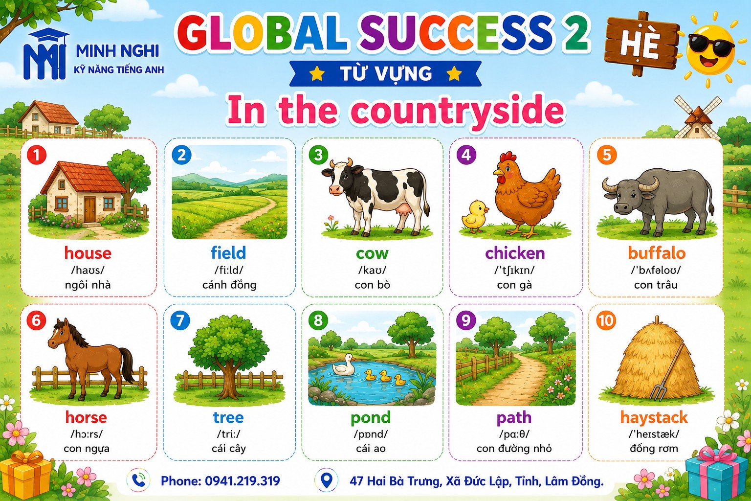 Flashcards Global Success 2 Hè In the countryside