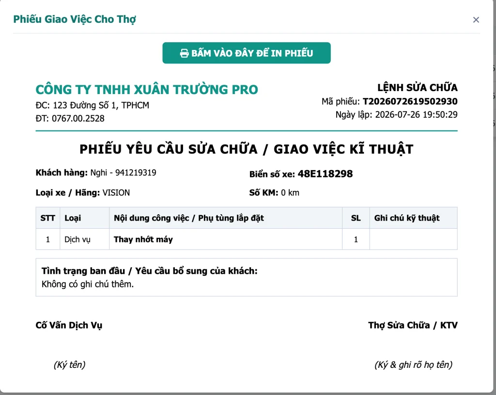 Phần Mềm Quản Lý Gara Ô Tô, Tiệm Rửa Xe Không Mất Phí Hàng Tháng